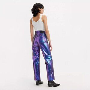 LEVI'S Metallic Candy Coated Ribcage Straight Ankle Jeans, Size 28